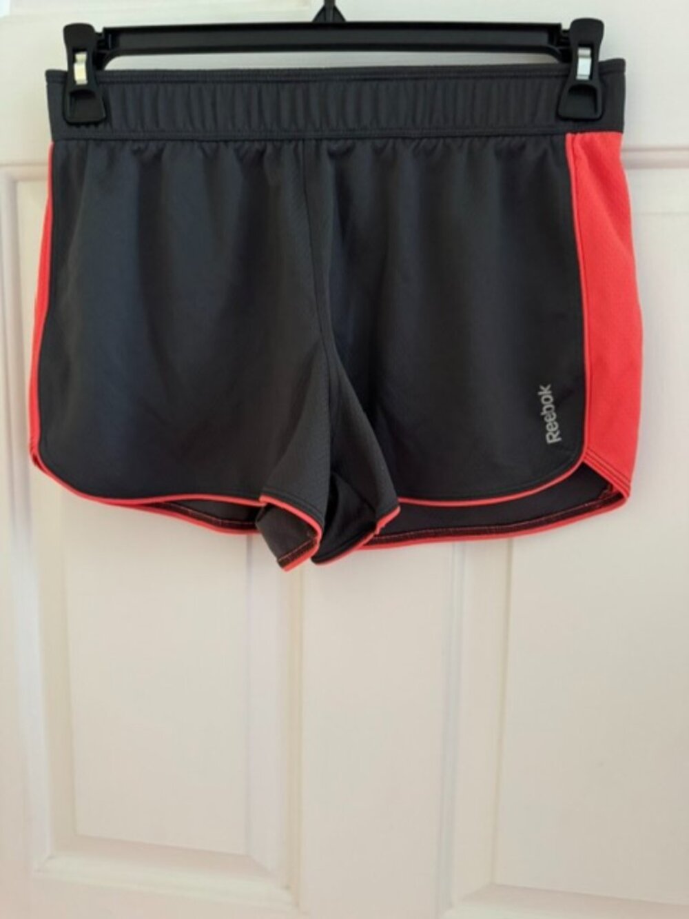 NWOT Reebok Women's Performance Running Shorts Dark Grey Orange Sz M Activewear